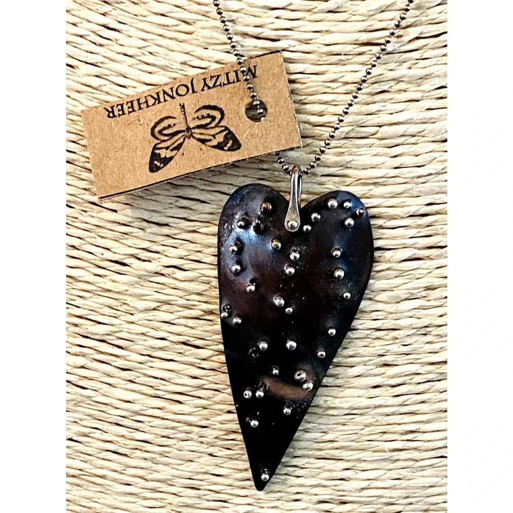 NWT Mitzy Jonkheer Sterling Silver Heart Pendant Necklace Handmade Artist Signed